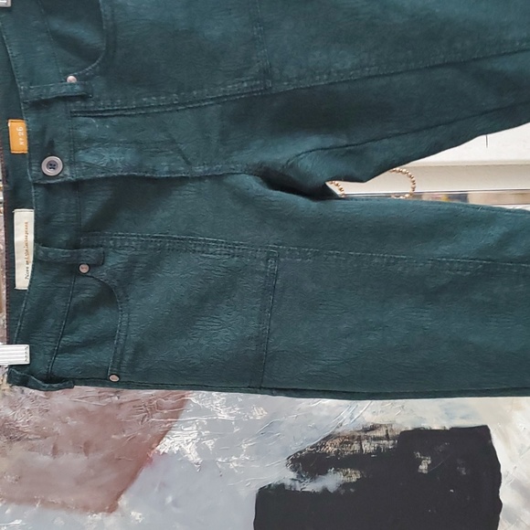 Pilcro & The Letterpress Damask Green Zip Ankle Crop Jean Anthropologie Women 26 - Picture 3 of 11